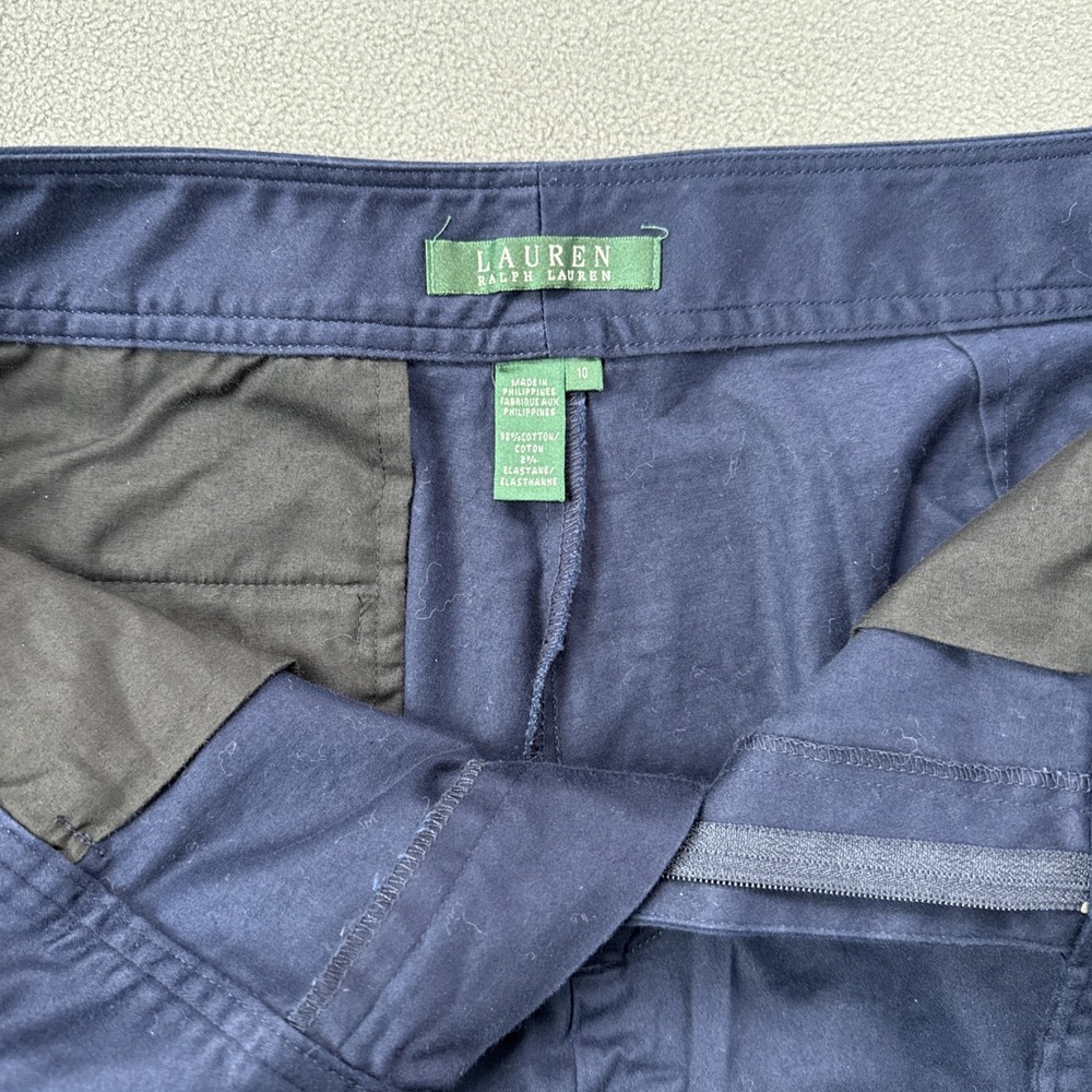 Lauren Ralph Lauren Shorts Womens 10‎ Navy Chino Cuffed Stretch Casual Coastal - Picture 5 of 11